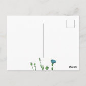 Blauw Botanisch Bloemen Vlas Linum Verjaardag Briefkaart (Achterkant)