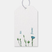  Blauw Botanisch Bloemen Vlas Linum Verjaardag Cadeaulabel (Achterkant)