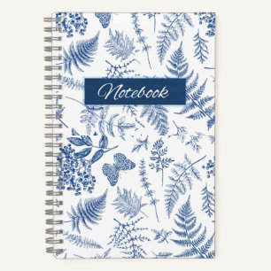Blauw botanisch bloemendeligate spiraalnotitieboek notitieboek