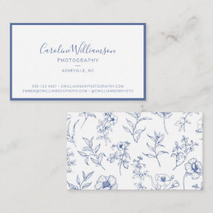 Blauw Botanisch Bloemfotograaf Minimalistisch Logo Visitekaartje