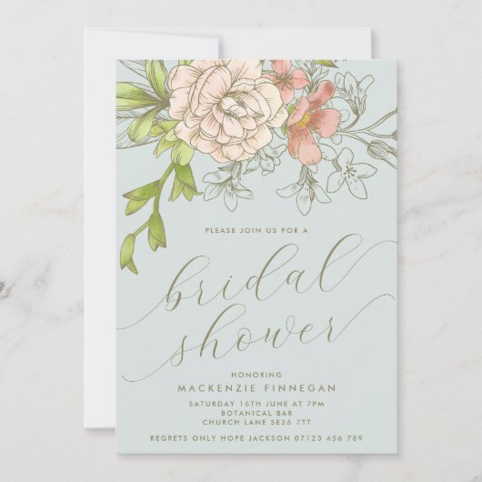  blauw botanisch bloemig Vrijgezellenfeest Kaart (Voorkant)