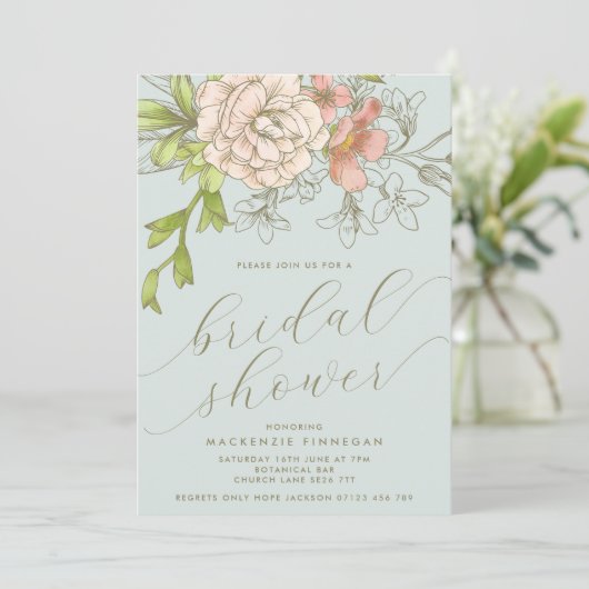 blauw botanisch bloemig Vrijgezellenfeest Kaart (Staand voorkant)