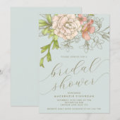  blauw botanisch bloemig Vrijgezellenfeest Kaart (Voorkant / Achterkant)