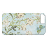 Blauw botanisch Case-Mate iPhone case (Achterkant (Horizontaal))