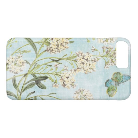 Blauw botanisch Case-Mate iPhone case (Achterkant (Horizontaal))