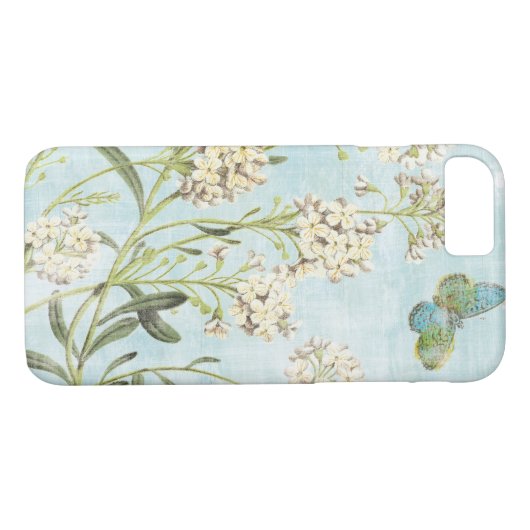 Blauw botanisch Case-Mate iPhone case (Achterkant (Horizontaal))