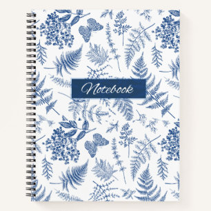 Blauw botanisch deluxe spiraalnotitieboek notitieboek