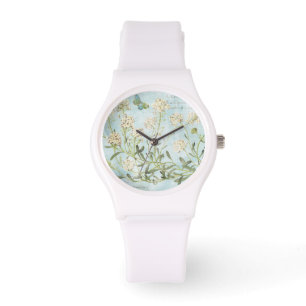 Blauw botanisch horloge