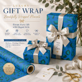 Blauw botanisch inpakpapier