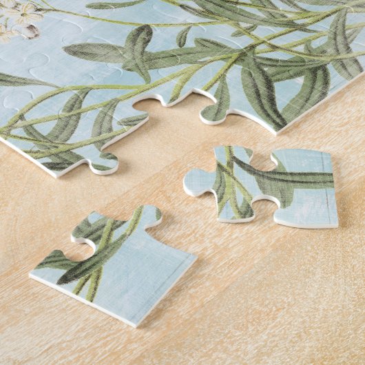 Blauw botanisch legpuzzel (Zijkant)