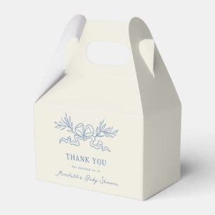 Blauw botanisch lint baby shower bedankdoosjes