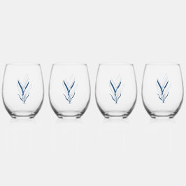 Blauw botanisch | Minimaal kust Wijnglas Zonder Voet