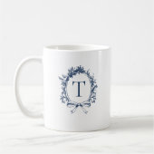  blauw botanisch monogram koffiemok (Links)