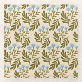 Blauw botanisch patroon glas in vintage stijl glazen onderzetter