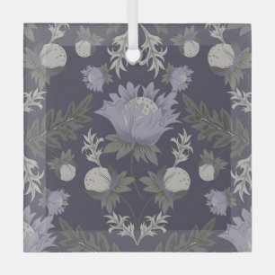 Blauw botanisch patroon glas in vintage stijl ornament