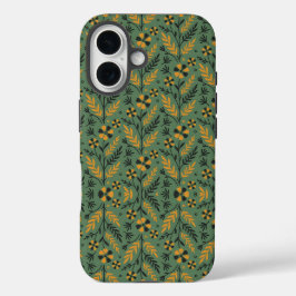 Blauw botanisch patroon in vintage stijl Case-M iPhone 16 Hoesje