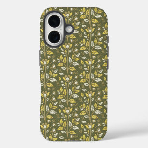 Blauw botanisch patroon in vintage-stijl  Case-M iPhone 16 Hoesje