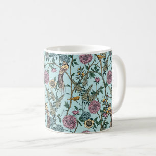 Blauw botanisch patroon in vintage-stijl koffiemok
