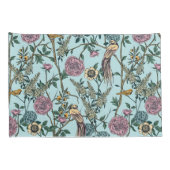 Blauw botanisch patroon in vintage-stijl kussensloop (Achterkant-Rechts)