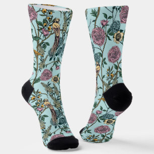 Blauw botanisch patroon in vintage-stijl sokken