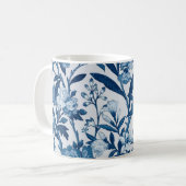 Blauw botanisch patroon koffiemok (Voorkant links)