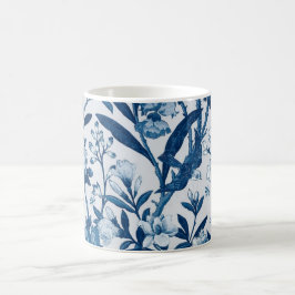 Blauw botanisch patroon koffiemok