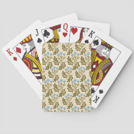 Blauw botanisch patroon poker in vintage stijl pokerkaarten