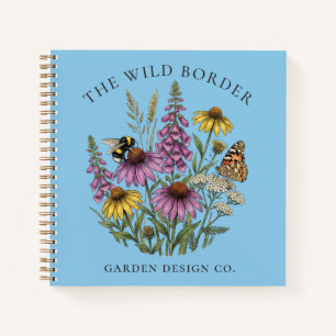 Blauw botanisch pollinatorentuin notitieboek journ