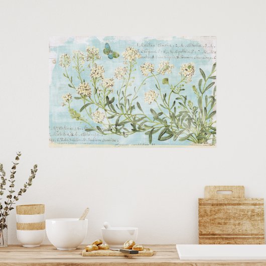 Blauw botanisch poster (Keuken)