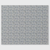 Blauw botanisch ruitpatroon cadeaupapier (Vlak)