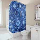 Blauw Botanisch Shibori Douchegordijn (In situ)