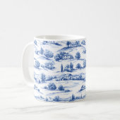 Blauw botanisch toilepatroon koffiemok (Voorkant links)