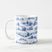 Blauw botanisch toilepatroon koffiemok (Links)