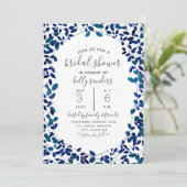 Blauw botanisch Vrijgezellenfeest Kaart (Staand voorkant)