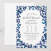 Blauw botanisch Vrijgezellenfeest Kaart (Voorkant / Achterkant)