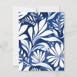 Blauw botanisch watercolor bloemmotief bedankkaart