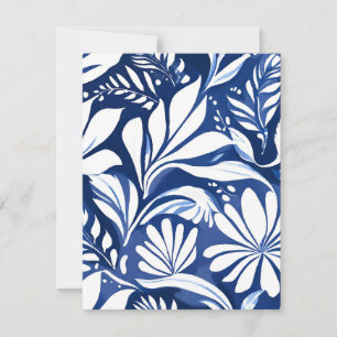 Blauw botanisch watercolor bloemmotief bedankkaart
