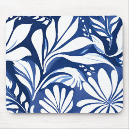Blauw botanisch watercolor bloemmotief muismat