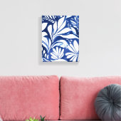 Blauw botanisch waterverf bloemmotief canvas afdruk (Insitu (Woonkamer))