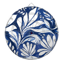 Blauw botanisch waterverf bloemmotief dartbord