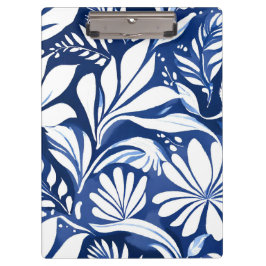 Blauw botanisch waterverf bloemmotief klembord