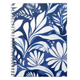 Blauw botanisch waterverf bloemmotief notitieboek