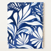 Blauw botanisch waterverf bloemmotief planner (Achterkant)