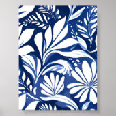 Blauw botanisch waterverf bloemmotief poster (Voorkant)