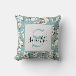 Blauw Botanische Lente Dogwood Custom Kussen
