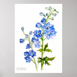 Blauw botanische vingerafdrukken poster