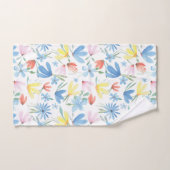Blauw Botanische Waterverf Bloemenpatroon Bad Handdoek (Handdoek)