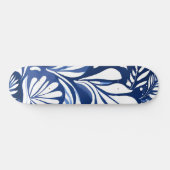 Blauw Botanische Waterverf Bloemenpatroon Persoonlijk Skateboard (Horizontaal)