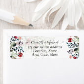 Blauw Bourgondië Bloemig Trouw Retouradres Etiket (Insitu)