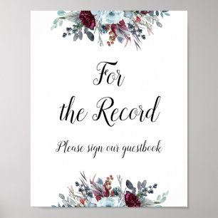 Blauw Bourgondië Bloemstuk 'For The Record' Guestb Poster